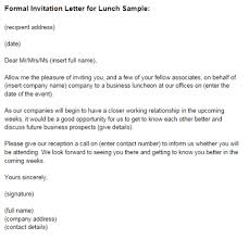 Formal Invitation Letter For Lunch Sample Just Letter Templates