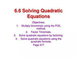 Ppt 6 6 Solving Quadratic Equations