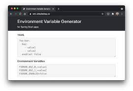 environment variable generator for