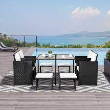 Outsunny 9 Pieces Patio Wicker Dining