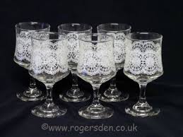 Crystal Glass A Set Of Six Etched Wine