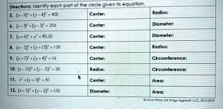Circle Given Its Equation 1 Center