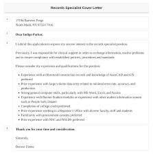records specialist cover letter
