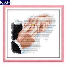 Nkf Hold Hands Counted Cross Stitch Sets Needlework Diy Kits Embroidery Chinese Cross Stitch Chart Pattern For Home Decor