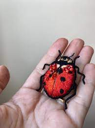 handmade embroidered brooch ladybug