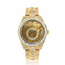Watch iced out silver gold icy ice bling shine shiny jewel diamond mens. Fully Iced Out 18k Yellow Gold Diamond Sky Dweller Rolex Watch For Men 45ct