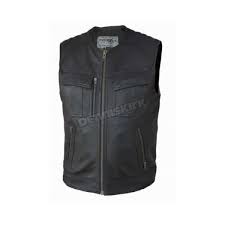 Mens Black Cowhide Leather Shotgun Conceal And Carry Vest 6666s