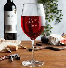 Engraved Wine Glass 50th Birthday