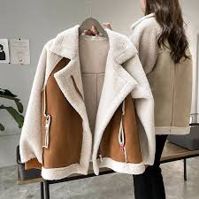 Women Winter Jacket Chic Faux Suede Fur