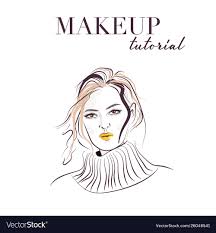 hand drawn makeup model sketch vector image