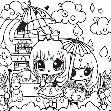 chibi kawaii fairytale coloring page