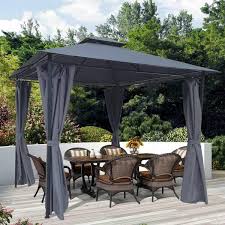 Gray Outdoor Canopy Tent With Curtains