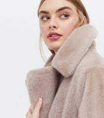 Mink Faux Fur Long Coat New Look