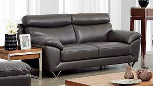 dark grey top grain leather sofa set