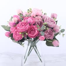Then i learned i could have peonies on my carnation budget! 30cm Rose Pink Silk Peony Artificial Flowers Bouquet 5 Big Head Cheap Fake Flowers Wedding Decorate Buy From 5 On Joom E Commerce Platform