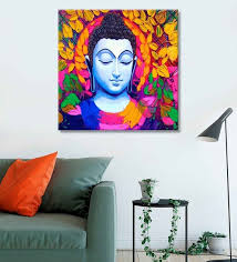 multi color buddha face canvas art