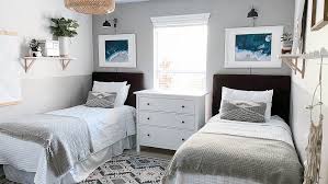 Twin Beds And Ocean Mural Sconces