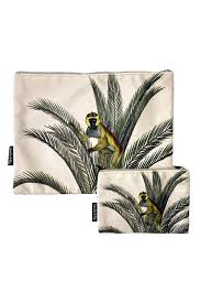 palm monkey velvet make up bag