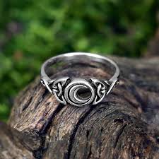 silver celtic moon ring