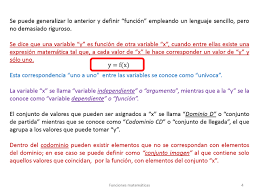 funciones matemáticas en la forma y f x