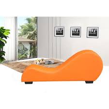 orange faux leather chaise lounge cl 08