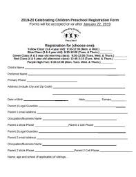 pre registration form 19