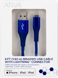 Ativa Lightning To Usb Type A Cable 6 Navy 45403 Office Depot