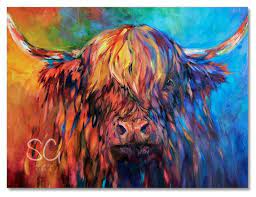 Colourful Highland Cow Canvas Print
