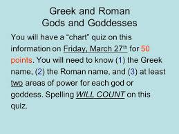 Greek And Roman Gods And Goddesses Directions Fill In Your