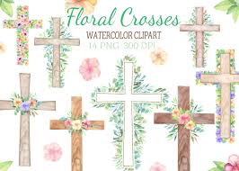 We found for you 15 cross with flowers clipart png images with total size: Watercolor Easter Cross Clipart Floral Crosses Digital Card Flowers By Vilenaart Thehungryjpeg Com
