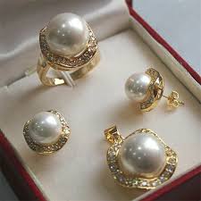 metal pearl fashion jewelry sets for