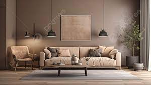 Brown Sofa And Wall Decor Background