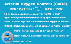 arterial oxygen content cao2 equation