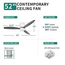 Dextrus 52 Inch Low Profile Ceiling Fan
