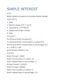 python program to find the simple