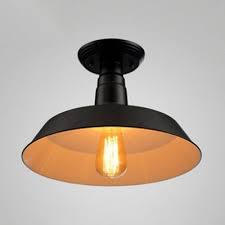 Matte Black Barn Ceiling Fixture With