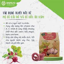 Mì củ cải đỏ và củ dền hữu cơ ANPASO hộp 120gr, mỳ rau củ organic cho bé và  gia đình