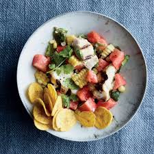 grilled cobia salad with corn and