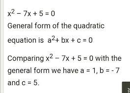 compare the given quadratic equation to