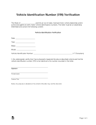 free vin verification form pdf word