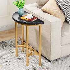 Black Wood End Table With Metal Legs