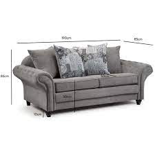 nicole grey chenille fabric 3 seater sofa