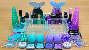 mint vs purple slime mixing makeup and
