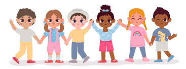 Cartoon kindergarten multicultural kid friends hold hands. Happy child By  Tartila | TheHungryJPEG.com