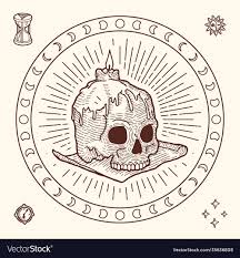 gipsy style magic symbol human skull