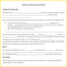 Roommate Sublease Agreement Free Form Template Sub Lease