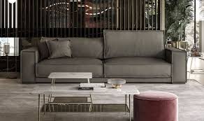 italian contemporary grey leather sofa