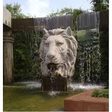 Light Grey Frp Lion Face Garden Statue