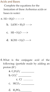 Solved Acids And Bases Complete The