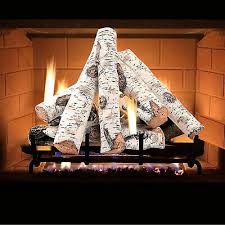 Gas Fireplace Logs Set Ceramic White